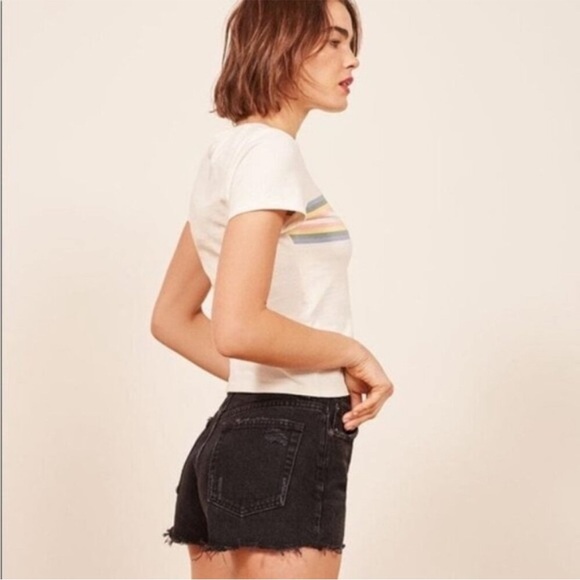 Reformation High Waist Cut Off Brooke Jean Shorts Size 28 Pacific black jorts - Picture 1 of 10